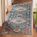 SAFAVIEH Crystal Collection Runner Rug - 22 x 9, Teal & Rose, Medallion Distressed Design, Non-Shedding & Easy Care, Ideal for