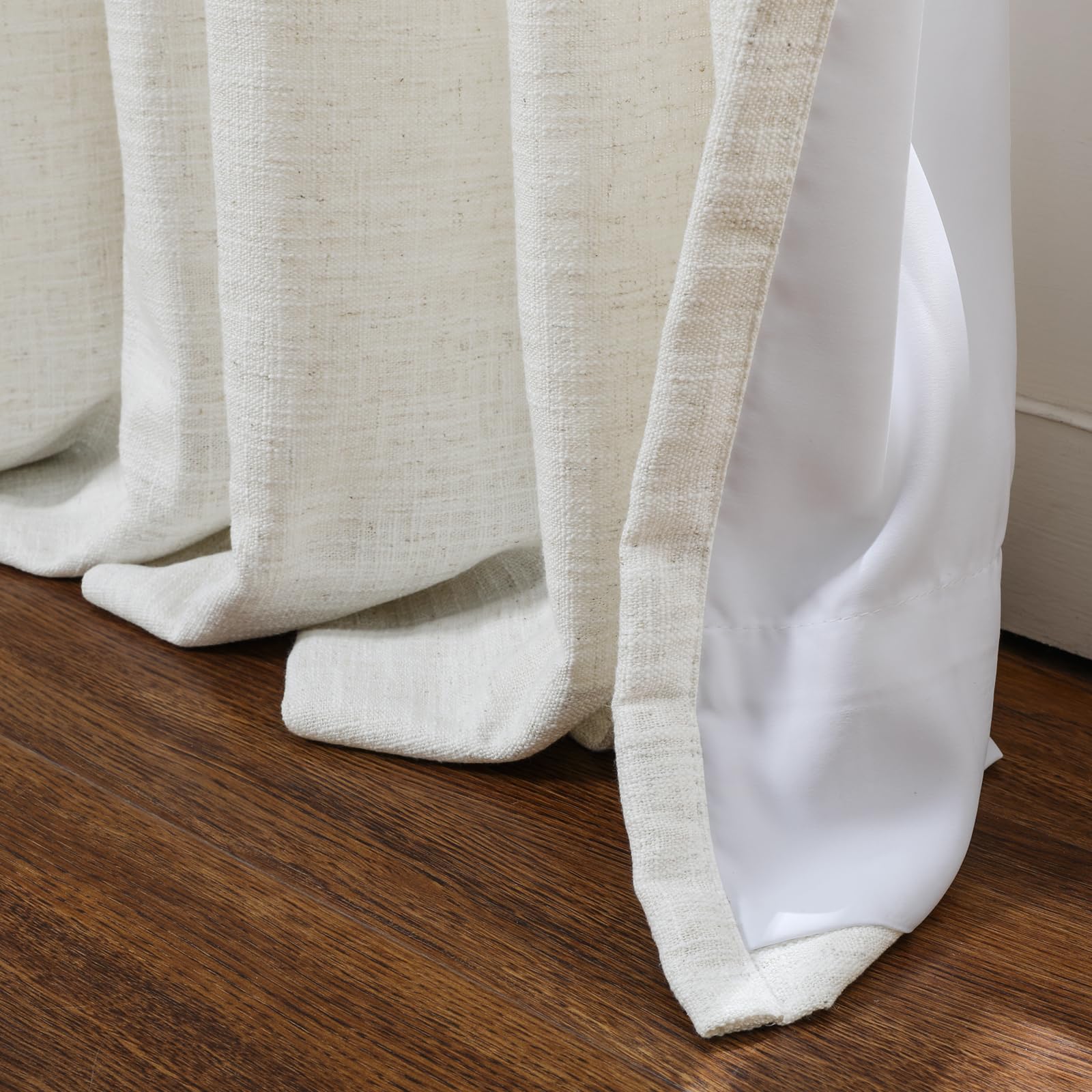 Twopages Double Layer Lined Pinch Pleated Curtain Beige White Linen Blend Light Filtering Room Darkening Curtain For Kitchen, Wi