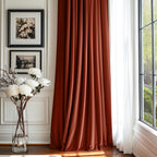 Lazzzy Orange Velvet Curtains Room Darkening Thermal Insulated Curtains 72 Inch Long Window Drapes For Bedroom Living Room Super Soft Luxury Rod Pocketwindow Treatment 2 Panels, Rust Red
