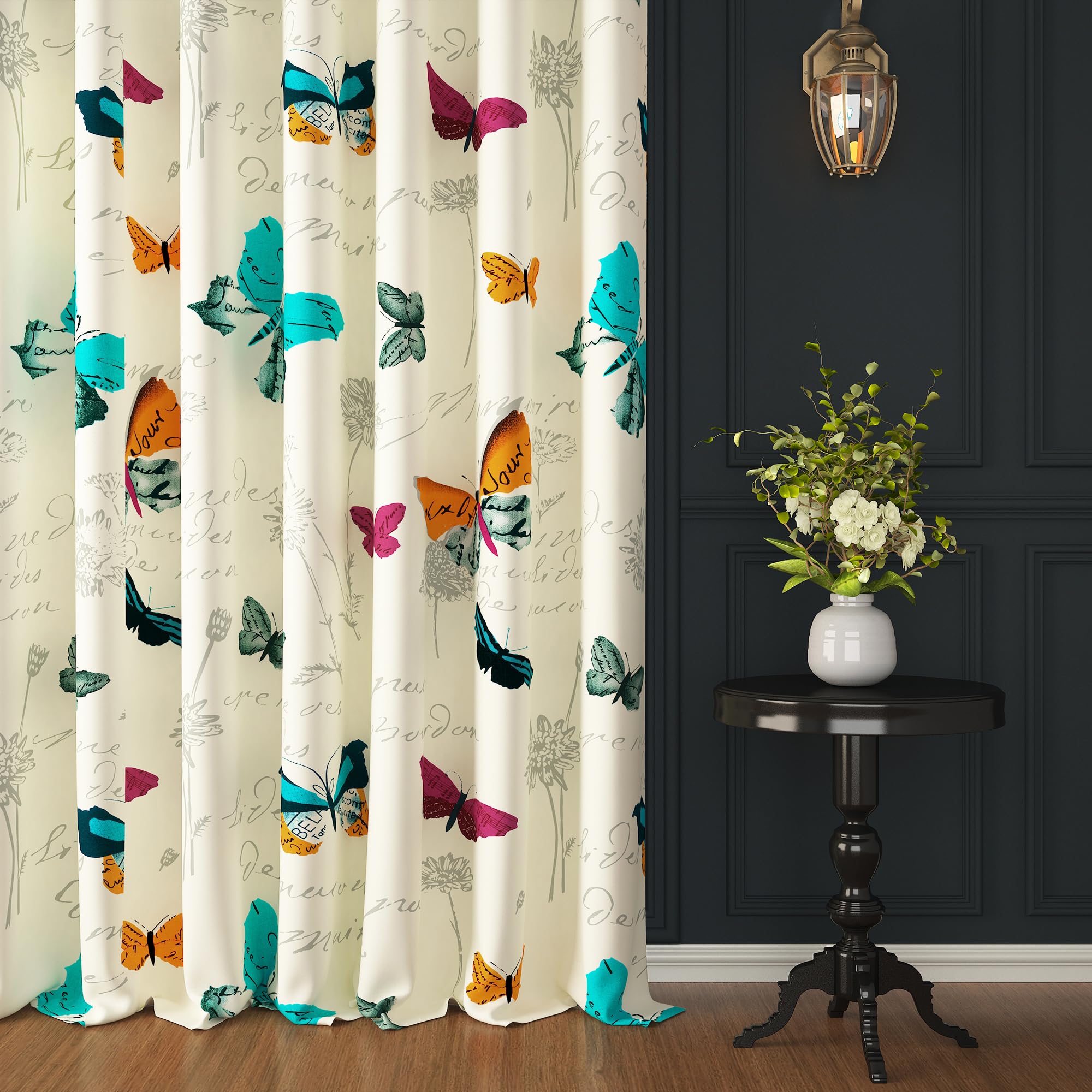 Story@Home Window Curtains 5 Feet Long 2 Piece | Bohemian Cotton Curtain | Floral Printed | Light Filtering Curtain | Curtains F