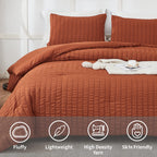Avelom Terracotta Seersucker Twin/Twin Xl Comforter Set (68X90 Inches), 2 Pieces-100% Soft Microfiber Lightweight Comforter With 2 Pillowcases, All Season Down Alternative Comforter Set For Bedding