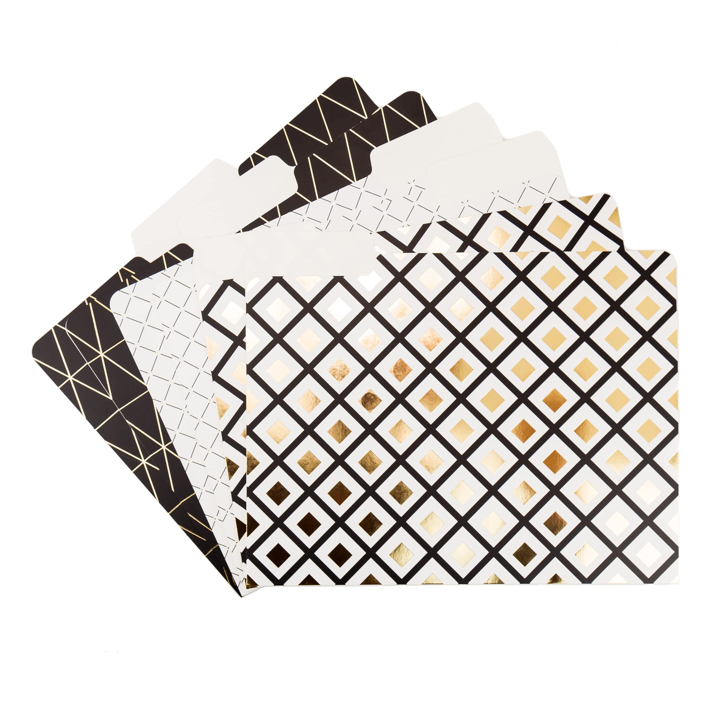 U Brands Classic File Folders Set, Office Supplies, Black, Gold And White, Fsc Certified, 6 Count