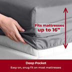 Mellanni Split King Sheet Set - 7-Piece Iconic Collection Bedding, (Including 4 Pillowcases), 16-Inch Deep Pocket, Easy Care, Extra Soft, Cooling Sheets, Brushed Microfiber - Gray