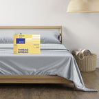 Thread Spread Luxury Egyptian Cotton Full Stripe Sheet Set, 600 Thread Count Extra Long Staple 4 Pc Set, Full Damask Sheets, Soft, Cooling Sateen Weave Striped Sheets Upto 18' Deep Pocket - Silver