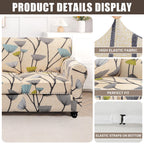 Searchi Stretch Sofa Cover Printed Couch Covers, Floral Pattern 2 Piece Armchair Slipcover With Separate Chair Cushion Cover, Washable Furniture Protector For Living Room(Armchair, Dandelion Pattern)