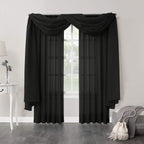 No. 918 53566 Emily Sheer Voile Rod Pocket Curtain Panel, 59'' X 95'', Black