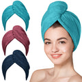 Hicober Microfiber Hair Towel, 3 Packs Hair Turbans for Wet Hair, Drying Hair Wrap Towels for Curly Hair Women Anti Frizz (Plum,