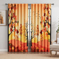 Maple Full Blackout Curtains Orange Yellow Autumn Fall Leaves Camouflage Thermal Curtains Illustration Scenery Window Drapes Rod