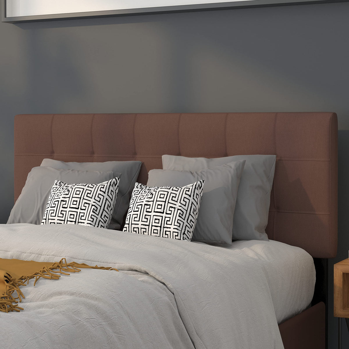 Flash Furniture Bedford Tufted Upholstered Full Size Headboard In Dark Brown Fabric