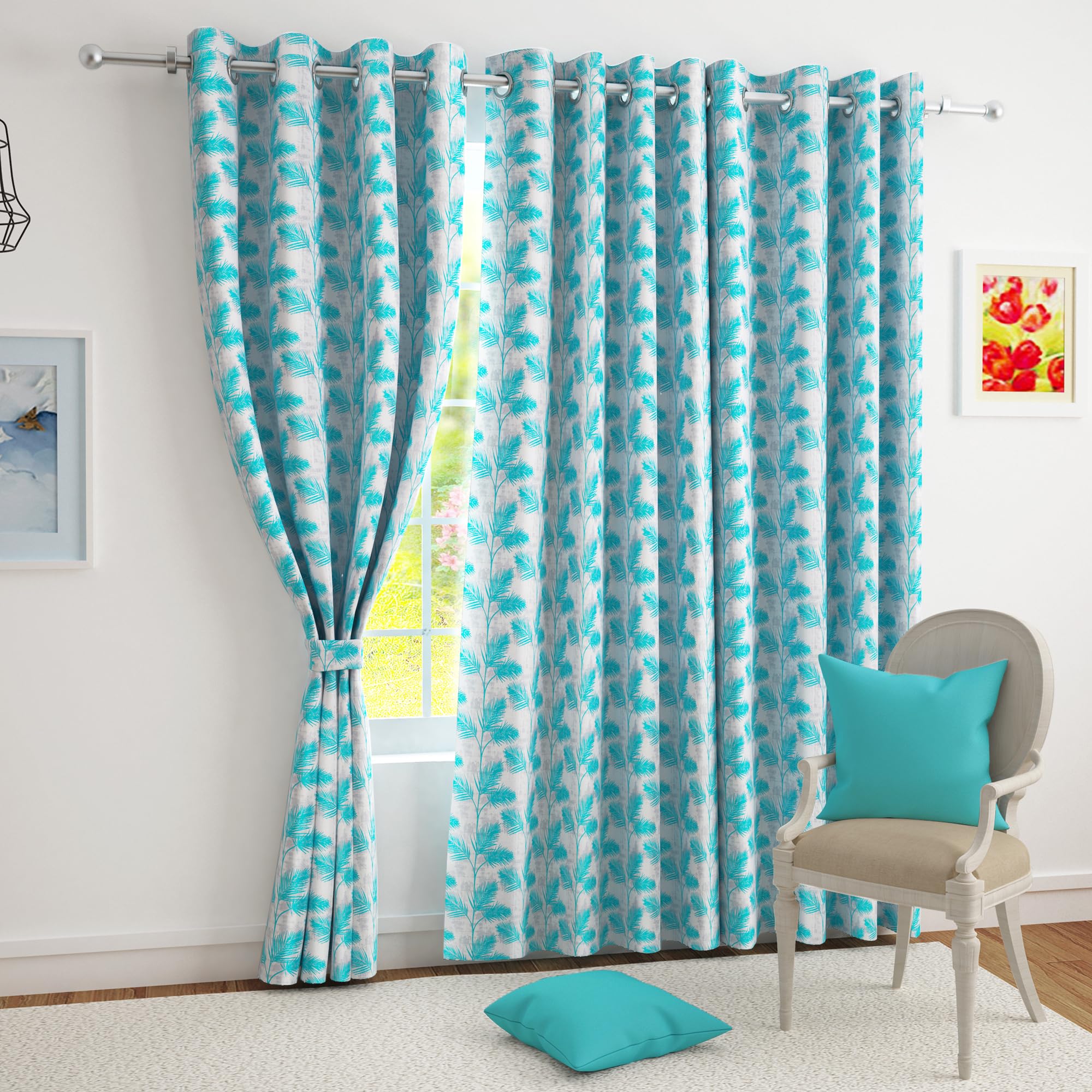 Story@Home Long Door Curtains 9 Feet Long Set Of 1 | Room Darkening Curtain | Floral Printed | Thermal Insulated Curtain For Liv