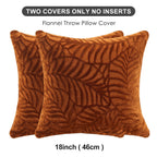 Sochow Fall Decorative Throw Pillow Covers 18X18 Inches Set Of 2, Soft Leaves Textured Flannel Fleece Pillowcase Square Cushion