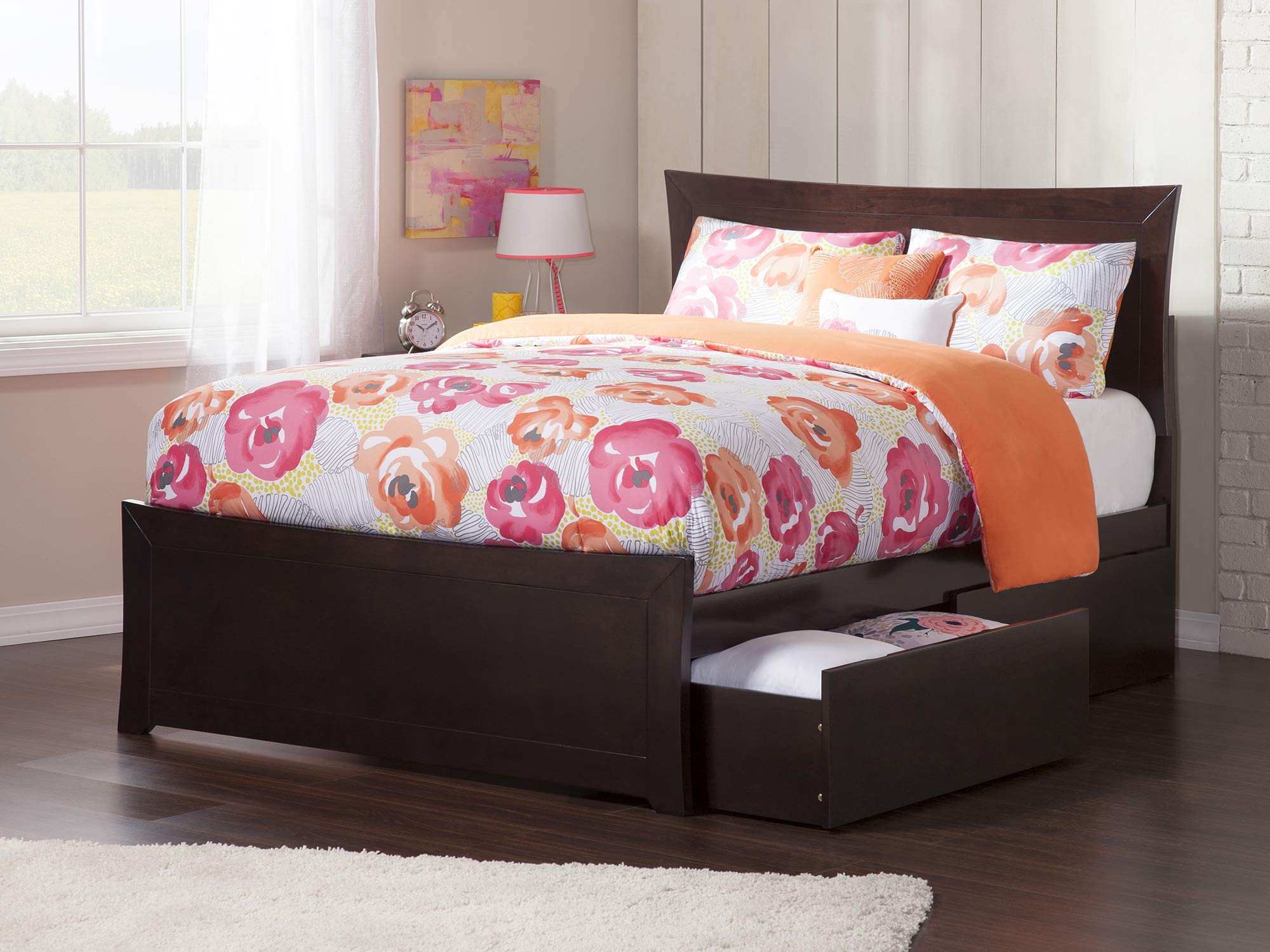AFI, Metro Full Platform Bed with Matching Footboard and Storage Drawers, Espresso
