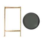 Kate And Laurel Celia Round Metal Foldable Tray Accent Table, Gray With Gold Base