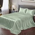 Vonty Satin Sheets Queen Silky Soft Satin Bed Sheets Sea Glass Satin Sheet Set, 1 Deep Pocket Fitted Sheet + 1 Flat Sheet + 2 Pi