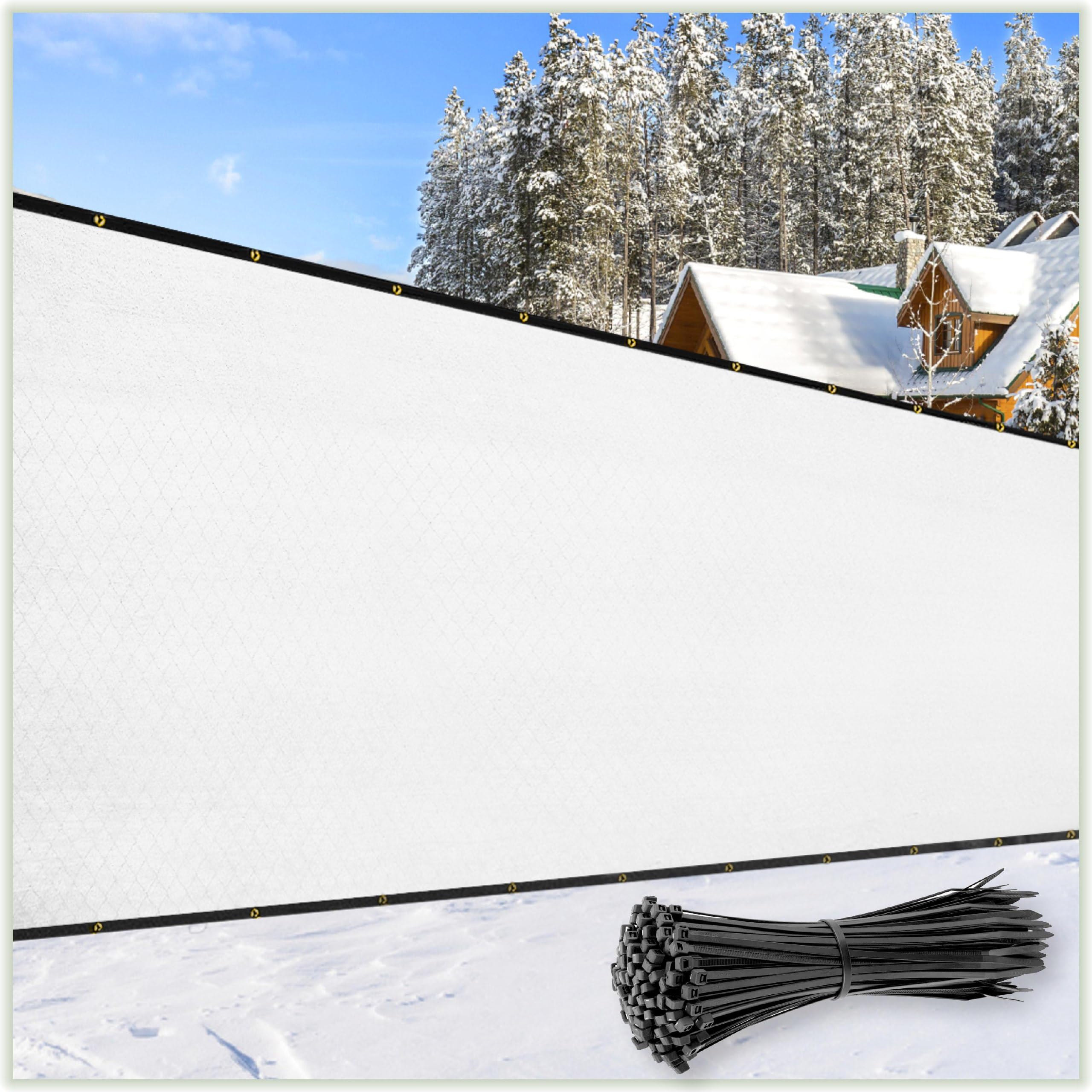 ColourTree Customized Size Fence Screen Privacy Screen White 4 x 198 - Commercial Grade 170 GSM - Heavy Duty - 3 Years Warrant