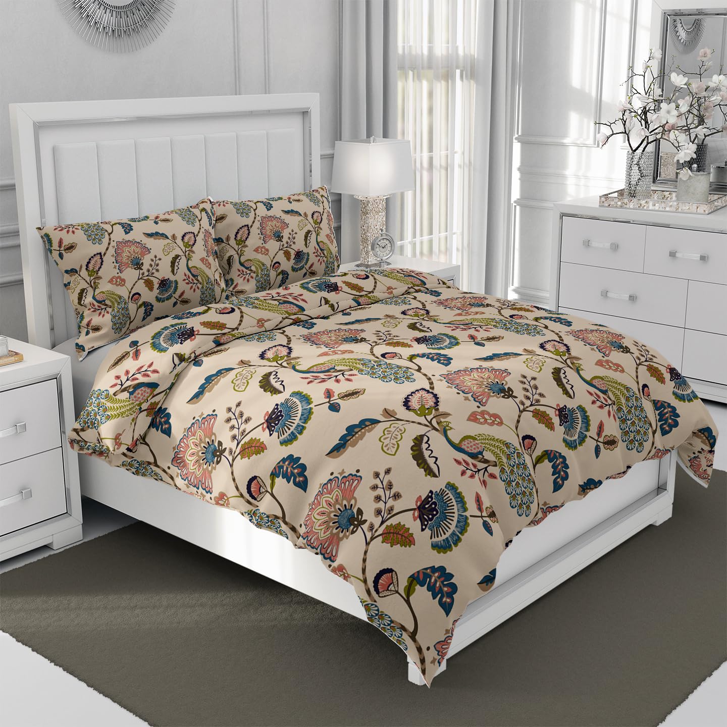 Decomizer Super Soft Glace Cotton King Size Ac Comforter/Blanket/Duvet For Double Bed With 1 Flat Bedsheet And 2 Large Pillow Co