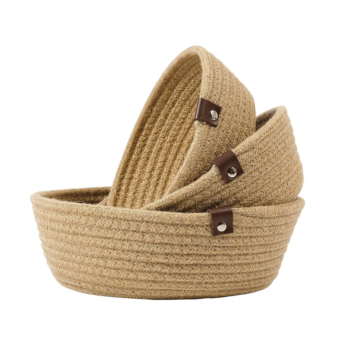 ALBY small box mini rope paper storage JUTE basket woven laundry bag brown hamper baby nursery tray bucket organizer set of 3 fo