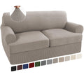 Turquoize 3 Piece T Cushion Loveseat Slipcovers Sofa Cover For 2 Cushion Couch Cover Washable Sofa Slip Cover Furniture Covers With 2 Individual T Cushion Seat Covers (2 Cushion Loveseat, Taupe)