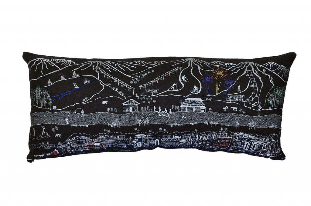 HomeRoots Grey 35' Black Breckenridge Nighttime Skyline Lumbar Decorative Pillow
