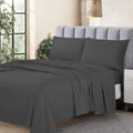 Cathay Home Essentials Ultra Soft Hypoallergenic Wrinkle Resistant Double Brushed Microfiber Bedding Sheet Set, Gray, Twin