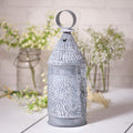 It Weathered Zinc Punched Tin Bakers Lantern, Country Candle Holder