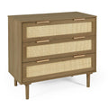 Hopubuy 3 Drawer, Rattan Dresser Modern Closet Dressers Chest Of Drawers, Wood Black Storage Chest For Kids, Hallway, Living Room