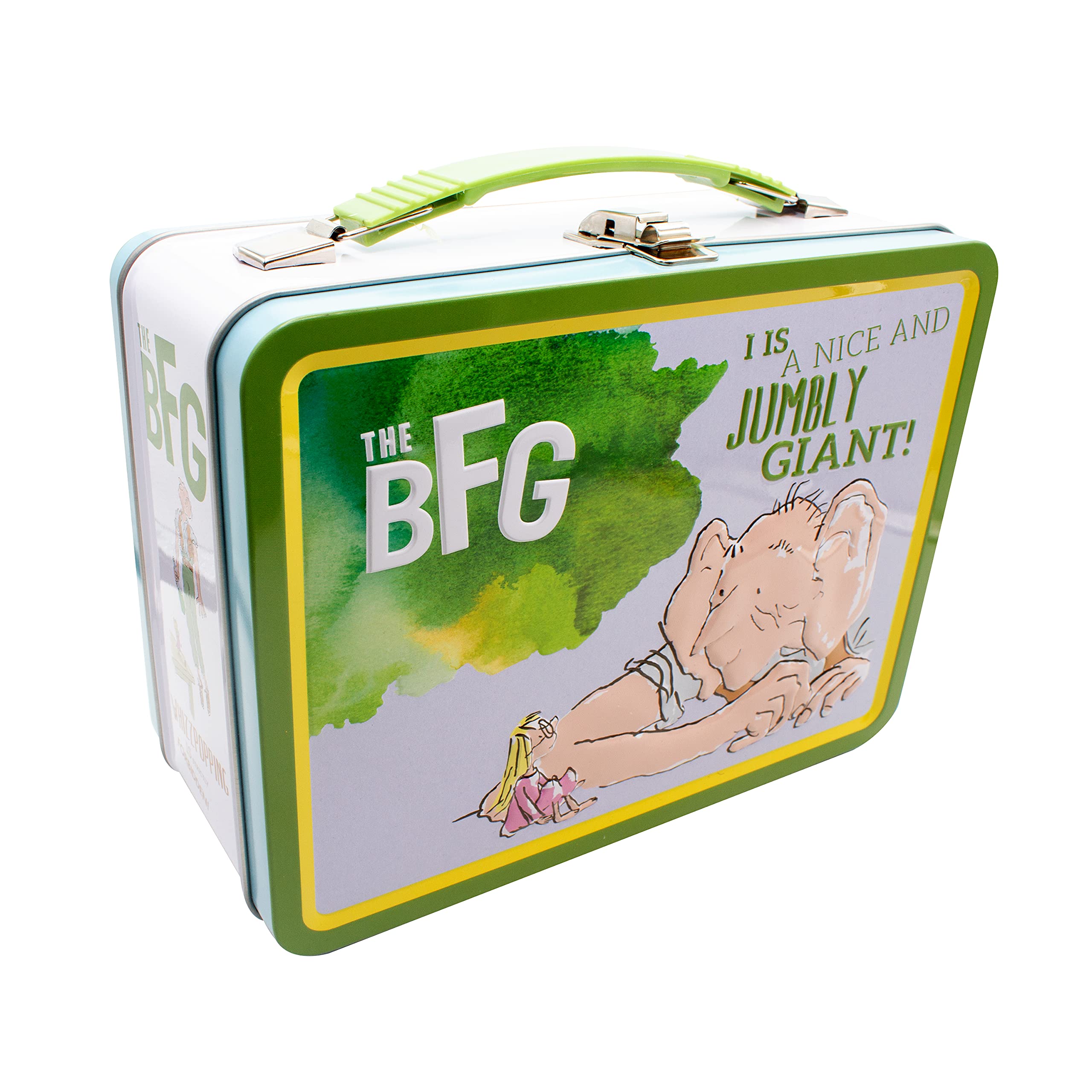 AQUARIUS Dahl- The BFG Fun Box - Sturdy Tin Storage Box with Plastic Handle & Embossed Front Cover - Officially Licensed Roald D