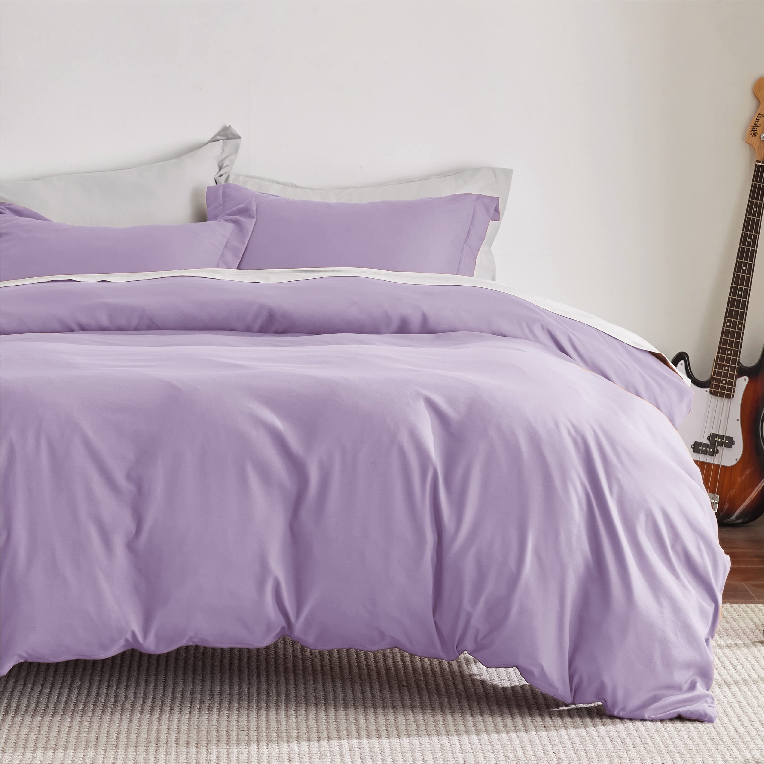 Bedsure Orchid Bloom Duvet Cover King Size - Soft Double Brushed Duvet Cover For Kids With Zipper Closure, 3 Pieces, Includes 1