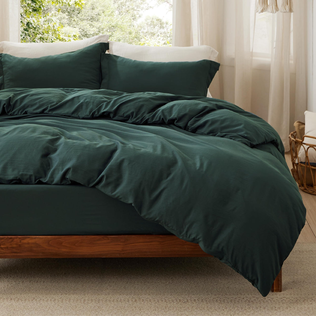 Bedsure Duvet Cover Full Size With Fitted Sheet - 4 Pieces Prewashed Extra Soft Bedding Set, Includes 1 Duvet Cover 80X90 Inches