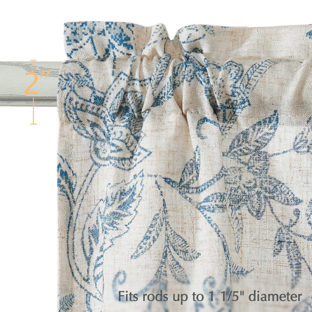 Jinchan Floral Kitchen Curtains 24 Inch Linen Tier Curtains Farmhouse Cafe Curtains Country Botanic Small Window Curtains Rod Po