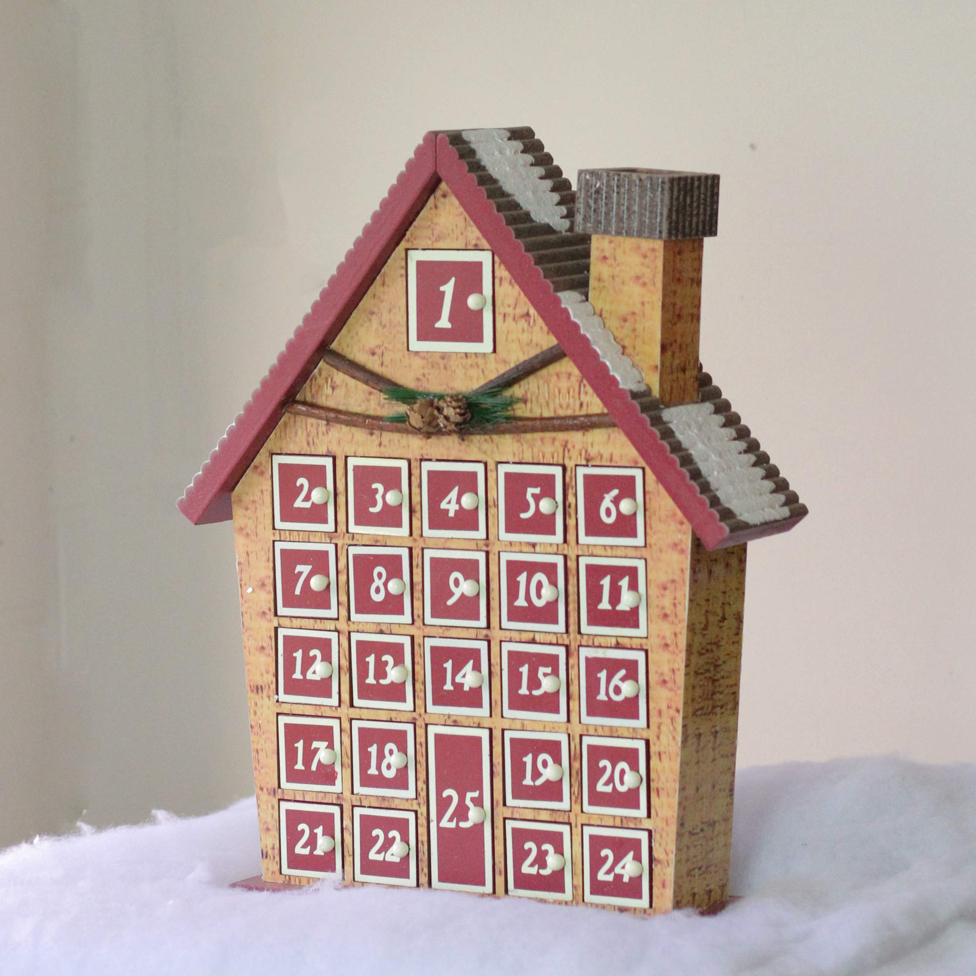Northlight 15" Christmas Advent Calendar House Red Wood