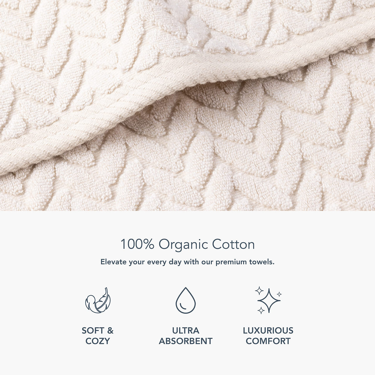 Texere 100% Organic Cotton Jacquard 650 Gsm Premium Bath Towel Sets - Extra Absorbent Quick Dry And Plush, 2 Large Bath Towels,