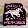 Horse Blanket Gifts For Girls Women Kids Teen Plush-Just A Girl Who Loves Horses Comfy Throws Cowboy Western Lightweight Sheet P