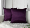 Aiking Home Collection 26X26 Inches Faux Silk Square European Shams, Zipper Closure, Eggplant (Set Of 2)