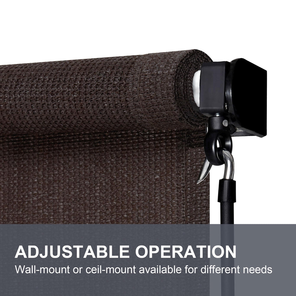 Vicllax Outdoor Roller Shade, Patio Cordless Blinds Roll Up Shade 4X6Ft, Chocolate