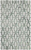 HomeRoots 511100 8 x 11 ft. Ivory & Green Wool Geometric Hand Tufted Handmade Rectangle Area Rug