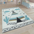 Kid'S Rug For Children'S Room With Indian Tent In Pastel Colors, Size: 2'8' X 4'11'