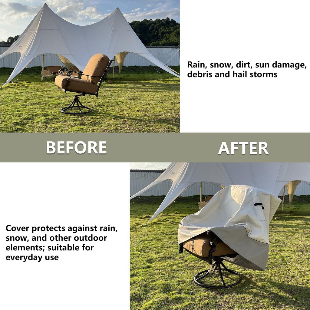 Lsongsky Outdoor Swivel Lounge Chair Cover 2 Pack,(35 W X 37 D X 38.5 H Inches)100% Waterproof Heavy Duty Outdoor Chair Covers,Patio Furniture Cover For Swivel Patio Chair,White&Grayish Green