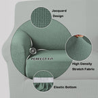 Turquoize Stretch Sofa Slipcover 2 Pieces Sofa Cover Couch Cover For 2 Cushion Couch Washable Furniture Protector Covers With Elastic Bottom Feature Thick Jacquard Fabric (Loveseat, Dark Cyan)