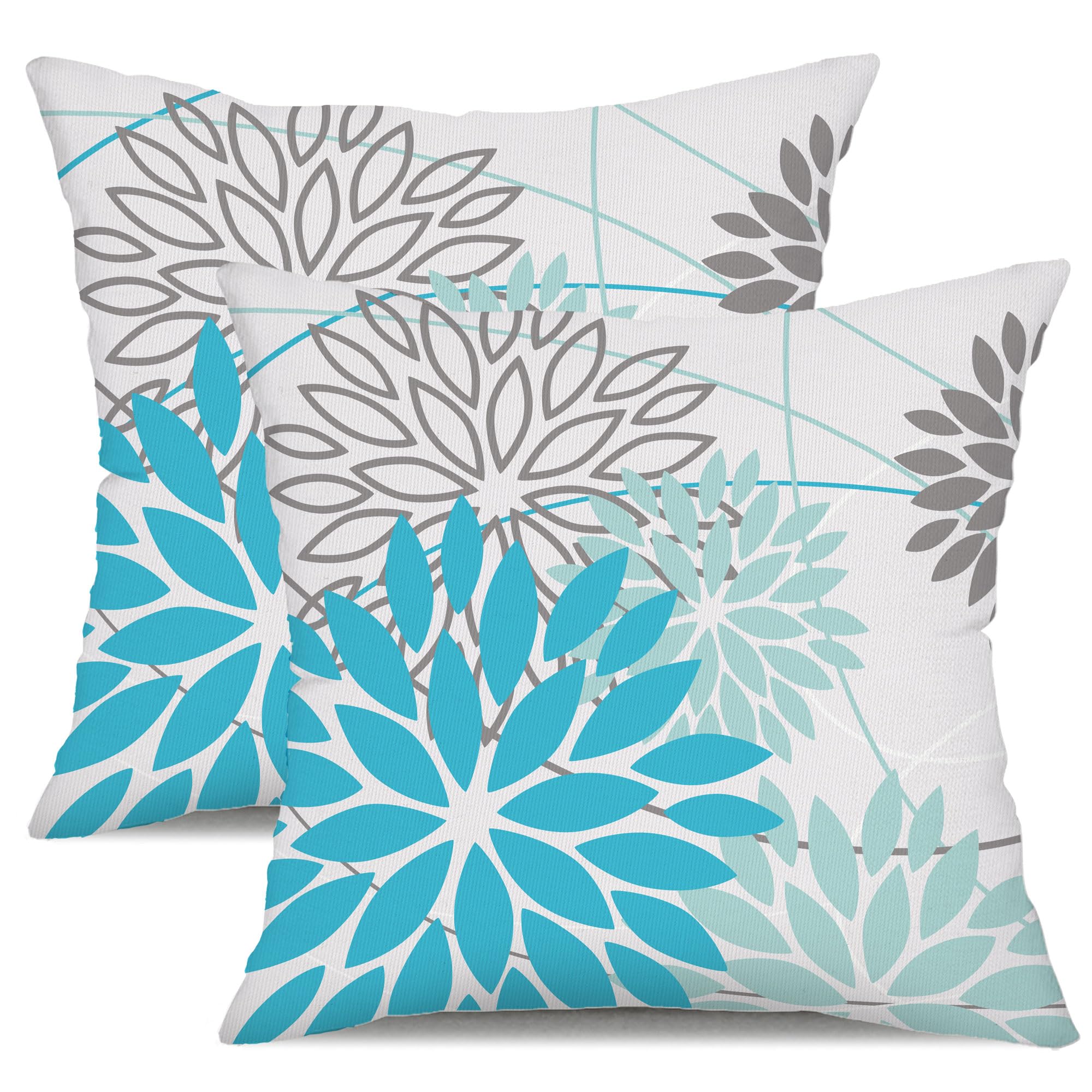 Dfxsz Outdoor Pillows Waterproof Pillow Covers 20X20 Set Of 2 Blue Floral Decorative Throw Pillows Summer Pillow Covers Outdoor