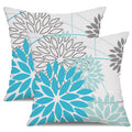 Dfxsz Outdoor Waterproof Pillow Covers 16X16 Set Of 2 Blue Floral Decorative Throw Pillows For Patio Furniture Summer 01S16