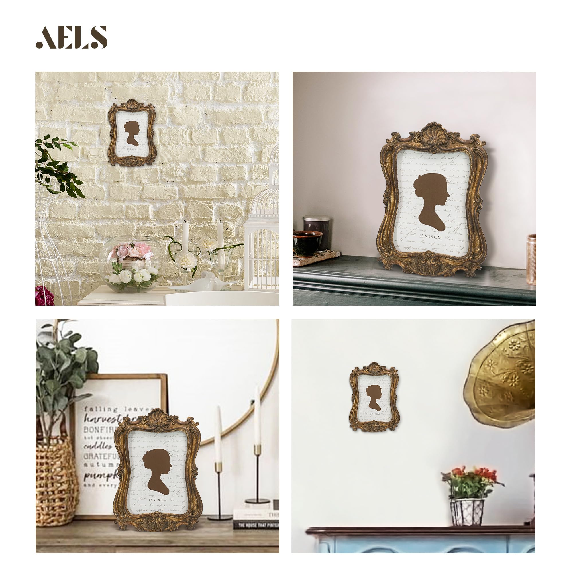 Aels 5X7 Inch Vintage Picture Frame, Distressed Elegant Antique Photo Frames With Glass Front, Photo Display, Tabletop Wall Hang