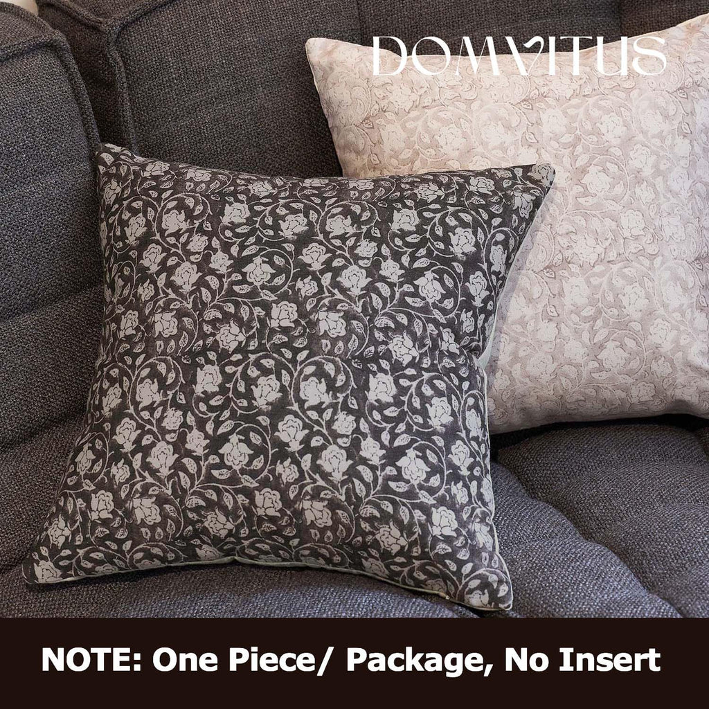 Domvitus Floral Pillow Covers 20X20, Throw Pillows For Couch, Floral Print Pillow Cover, Decorative Neutral Accent Throw Pillow Covers For Living Room, 1Pc, Black