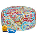 FUNHOME Inflatable Outdoor Ottoman with Air Pump,20x9 Portable Patio Pouf,Water Resistant,Fade-Resistant,Round Blow Up Footrest 
