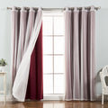 Best Home Fashion Umixm Tulle Sheer Lace & Blackout 4 Piece Curtain Set - Antique Bronze Grommet Top - Burgundy - 52' W X 96'