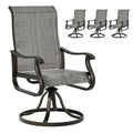 Udpatio Patio Swivel Chairs Set Of 4, Outdoor Swivel Chairs High Back With All Weather Textilene Metal Rocking Frame For Lawn Garden Backyard, Gray White