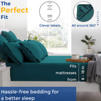 100% Cotton Full Size Sheet Set - 4 Piece Set - Hotel Luxury Bed Sheets - Deep Pockets - Easy Fit - 600 Thread Count Sateen Weave Breathable & Cooling Sheets - Dark Teal Bed Sheets - Fulls Sheets