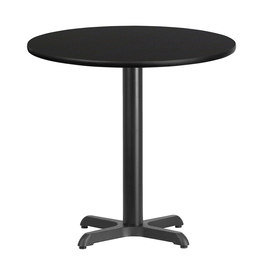 Flash Furniture Stiles 30'' Round Black Laminate Table Top with 22'' x 22'' Table Height Base