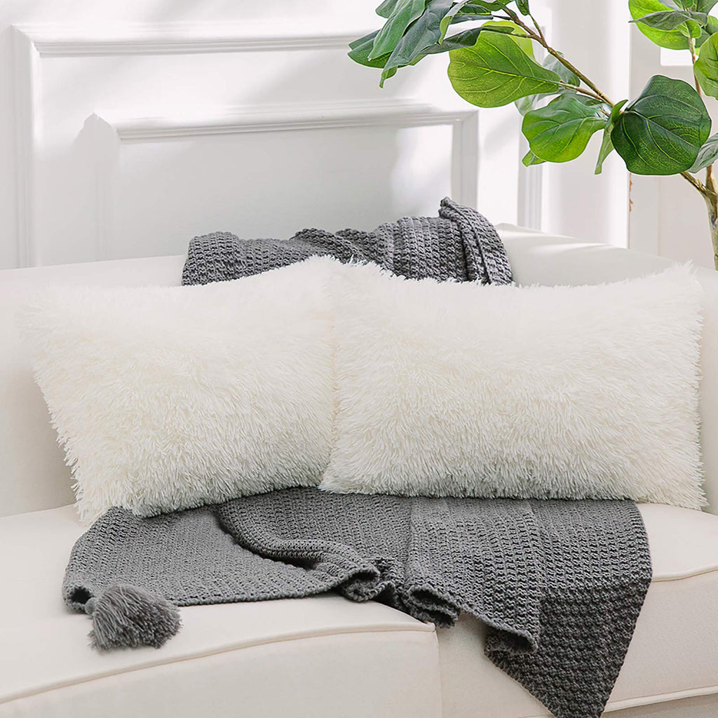 Nordeco Home Luxury Soft Faux Fur Fleece Cushion Cover Pillowcase Decorative Throw Pillows Covers, No Pillow Insert, 12'' X 20''