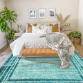 Lahome Abstract Teal Bedroom Rug 8x10,Washable Modern 8x10 Area Rugs for Living Room Non-Slip,Low-Pile Soft Dining Room Carpet M